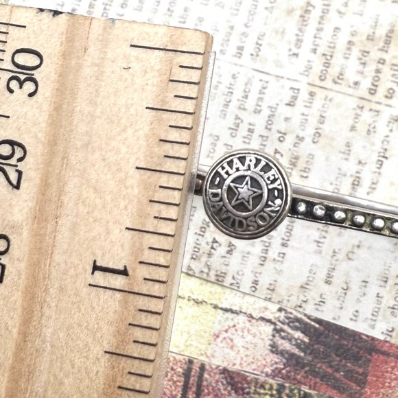 Harley-Davidson Silver Bangle Bracelet Studded With Logo Biker Jewelry Marked - Picture 9 of 15